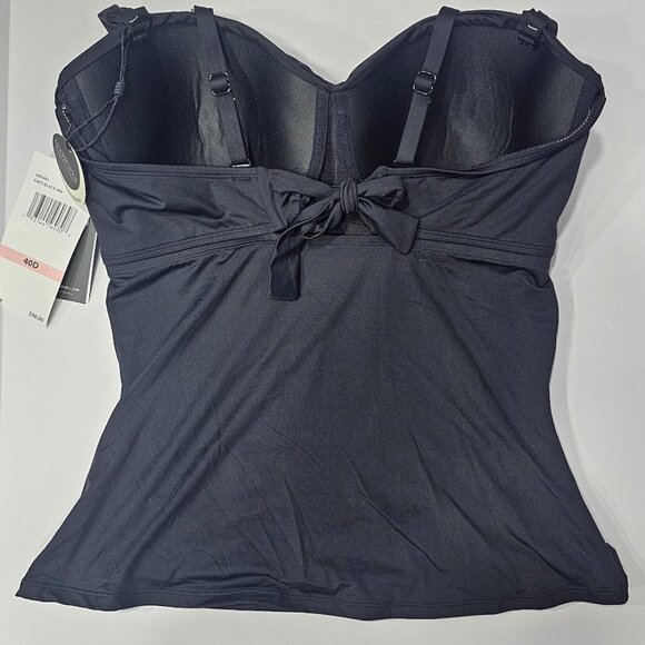 Coco Reef Charisma Tie-Back Ruched Pleated Tankini Top Black - Picture 6 of 9
